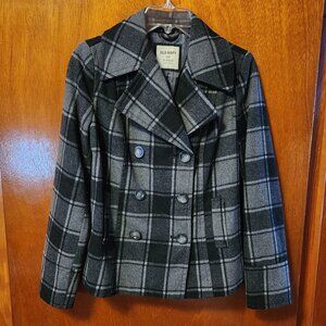 Women's XS Old Navy Gray/Black 4 Button Wool Blend Coat